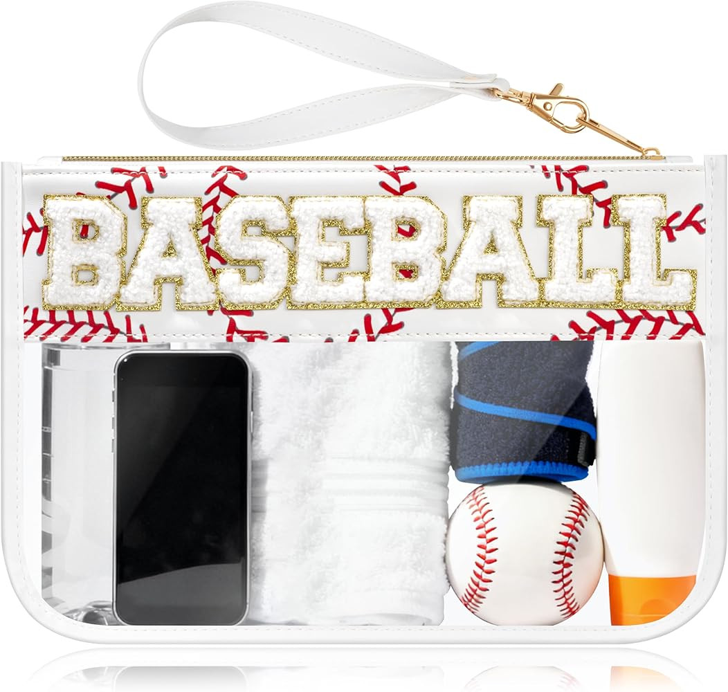 BuyCard Baseball Gifts Makeup Bag with Chenille Letter Patch, Clear Cosmetic Pouch PVC Organizer ... | Amazon (US)