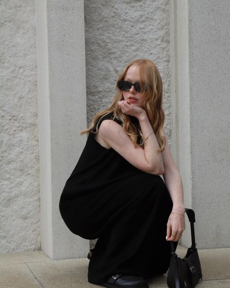 Black Maxi Dress, Sleeveless Dress, Black Rectangular Sunglasses, Birkenstock, Clogs, Mules, 90s Bag, Shoulder Bag, Monochrome .

#LTKSeasonal #LTKunder50 #LTKunder100