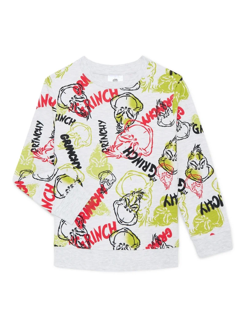 Dr Seuss Painted Grinch Little Boys and Big Boys Graphic Sweatshirt, Sizes 4-18 | Walmart (US)