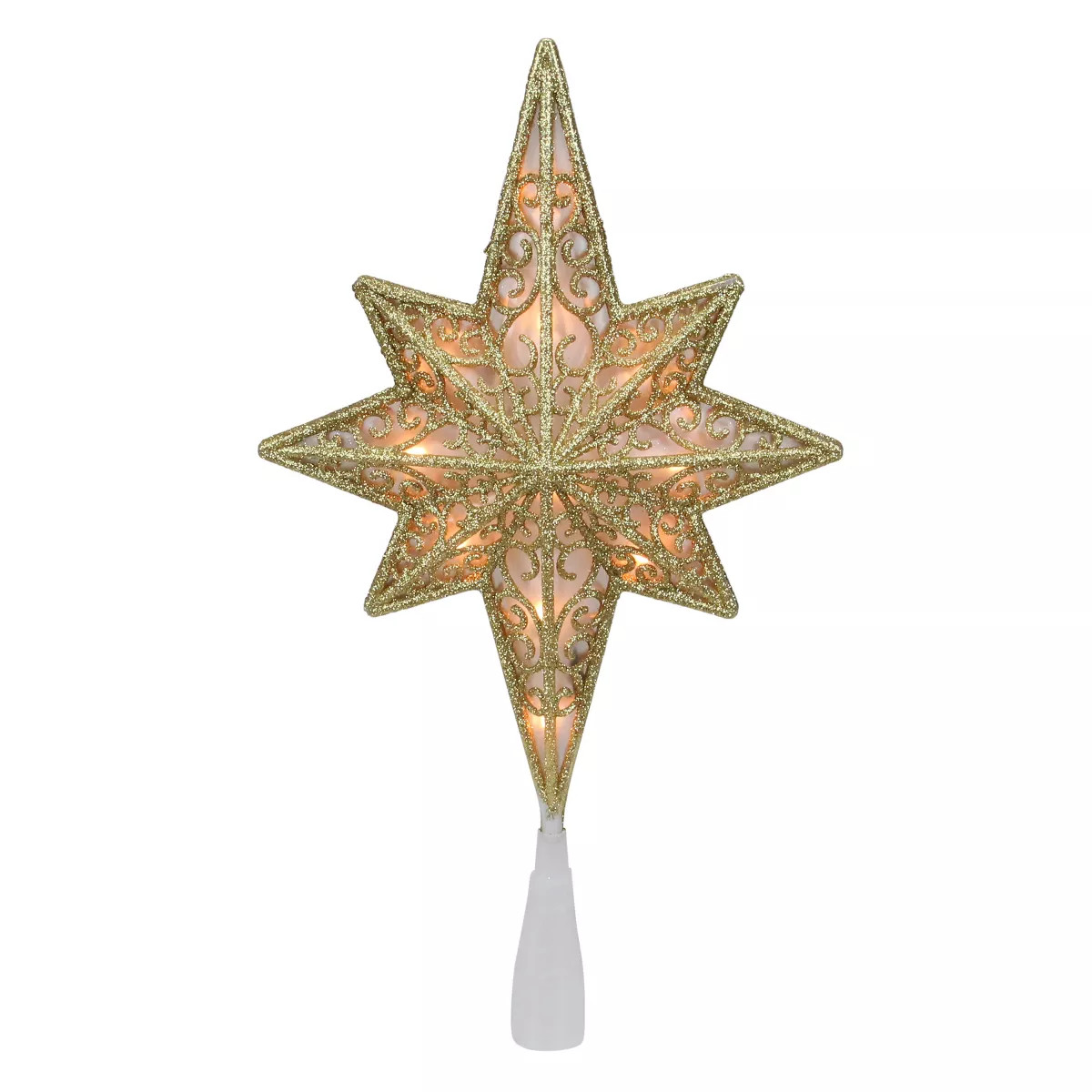 Northlight 10" Lighted Frosted Clear and Gold Scroll Star of Bethlehem Christmas Tree Topper - Cl... | Target