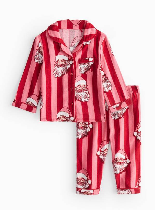 Matching Family Kids' Christmas Santa Pink Striped Pyjamas 12-18 months | Tu Clothing