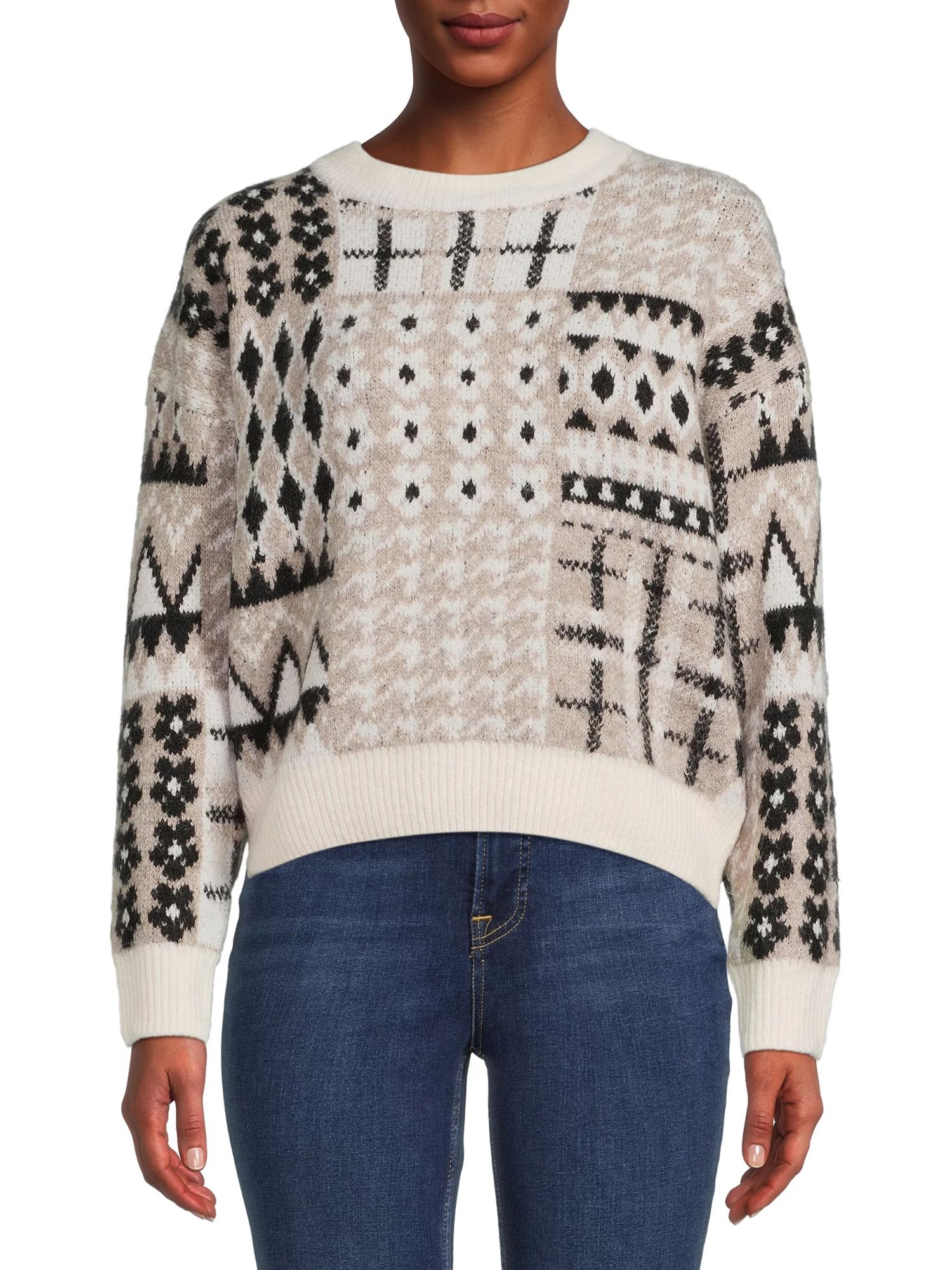Dreamers by Debut Women's Multi Print Sweater - Walmart.com | Walmart (US)