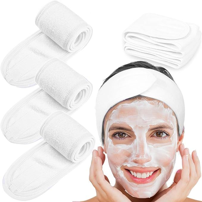 Spa Facial Headband Whaline Head Wrap Terry Cloth Headband 4 counts Stretch Towel for Bath, Makeu... | Amazon (US)