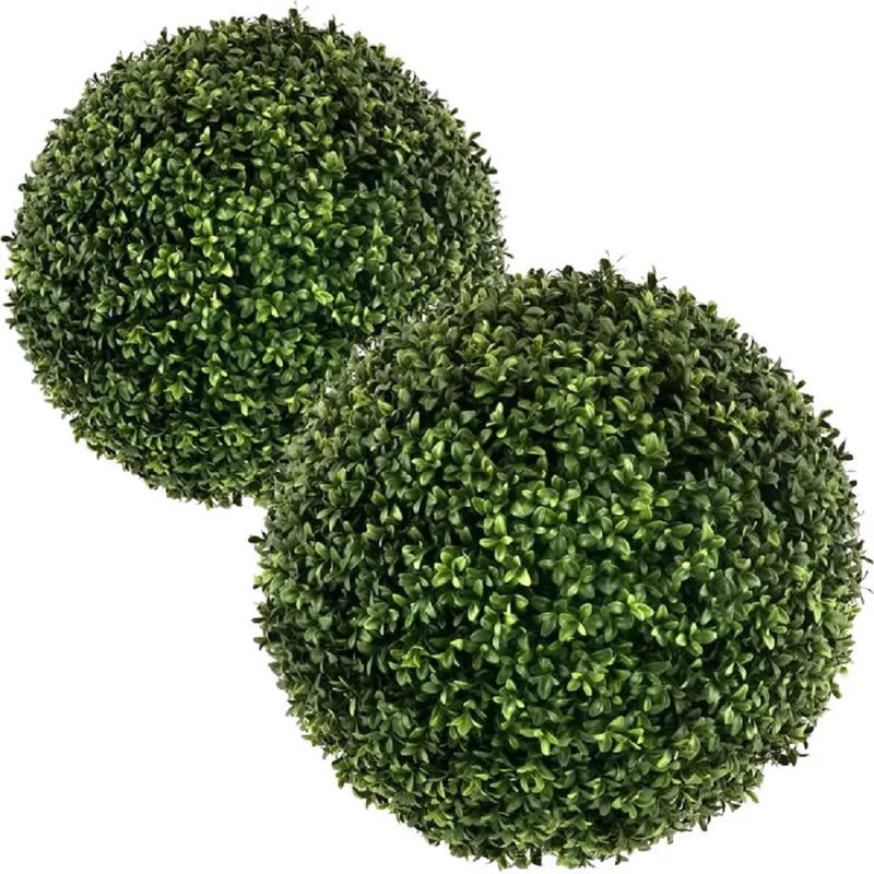 Gracie Oaks 2 Kissing Ball Boxwood Topiary Set | Wayfair North America