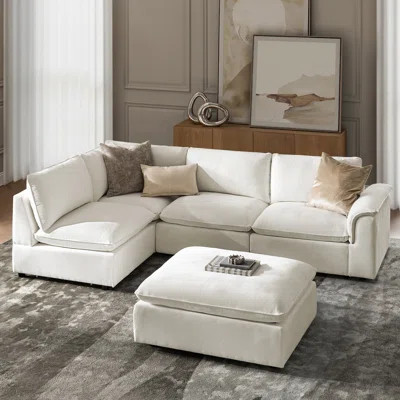 Cioffi 114"W Oversized L Shaped 6 Piece Down Blend Modular Cloud Sectional Sofa with Removable Cushion Cover | Wayfair North America