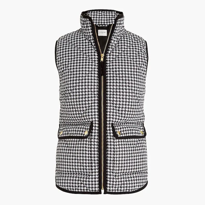 Houndstooth puffer vest with snap pockets | J.Crew Factory
