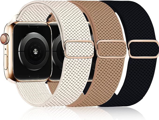 3 Pack Stretchy Solo Loop Band Compatible with Apple Watch Band 38mm 40mm 41mm for Women Men, Adj... | Amazon (US)