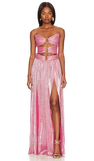 Sonny Gown in Metallic Rose | Revolve Clothing (Global)