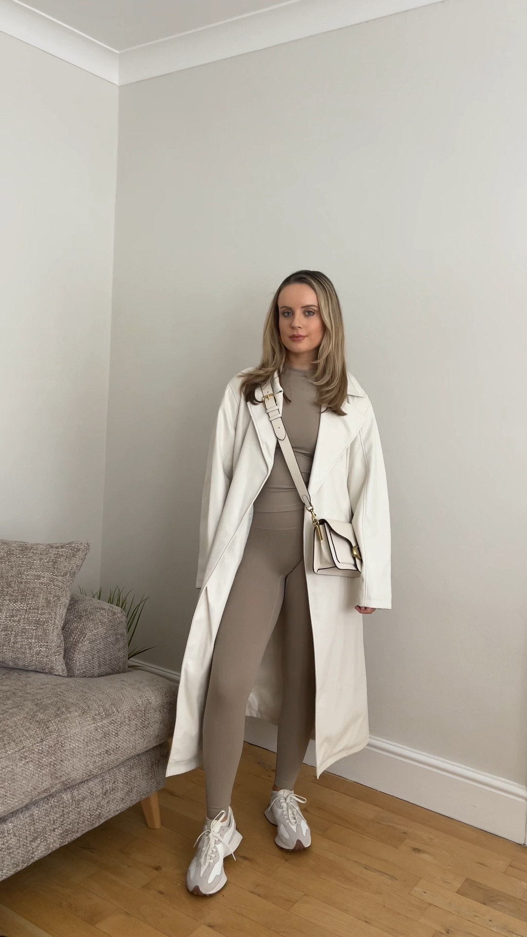 Set is from Another Version. 

Neutral outfit white leather trenchcoat coach tabby bag new balance 327 trainers neutral tones casual outfit athleisurewear athleisure outfit 

#LTKfindsunder100 #LTKSeasonal #LTKeurope