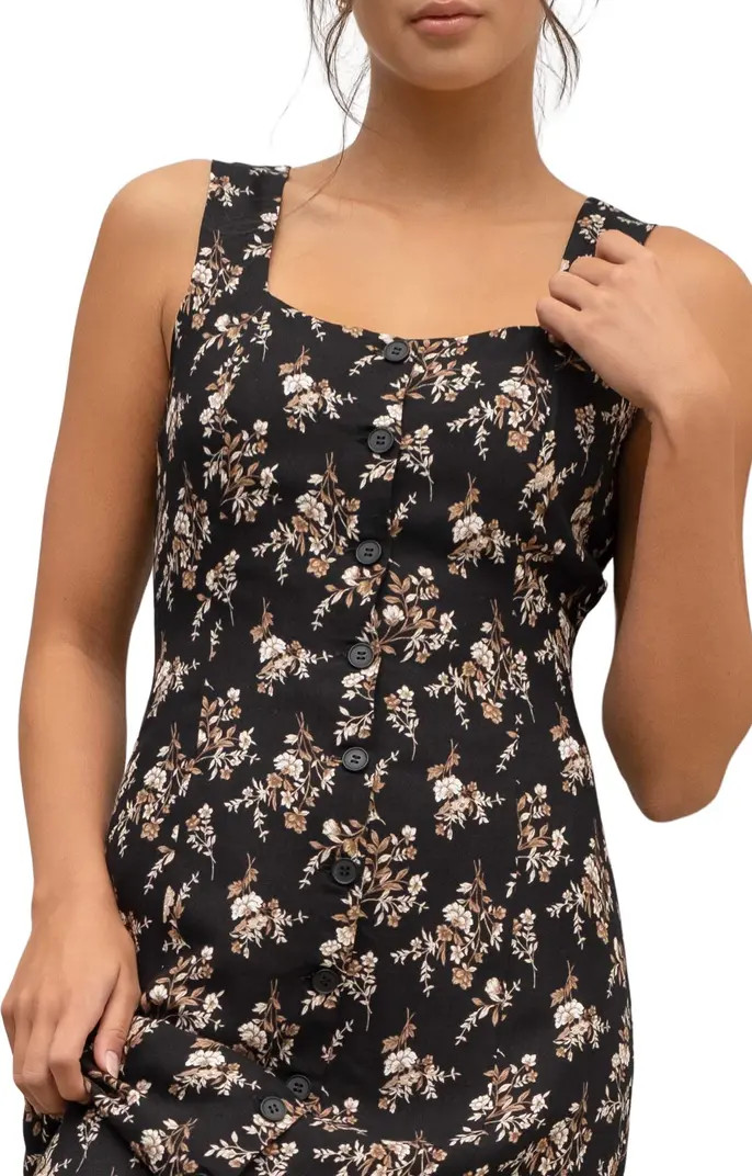 Floral Sleeveless Button Front Midi Dress | Nordstrom Rack