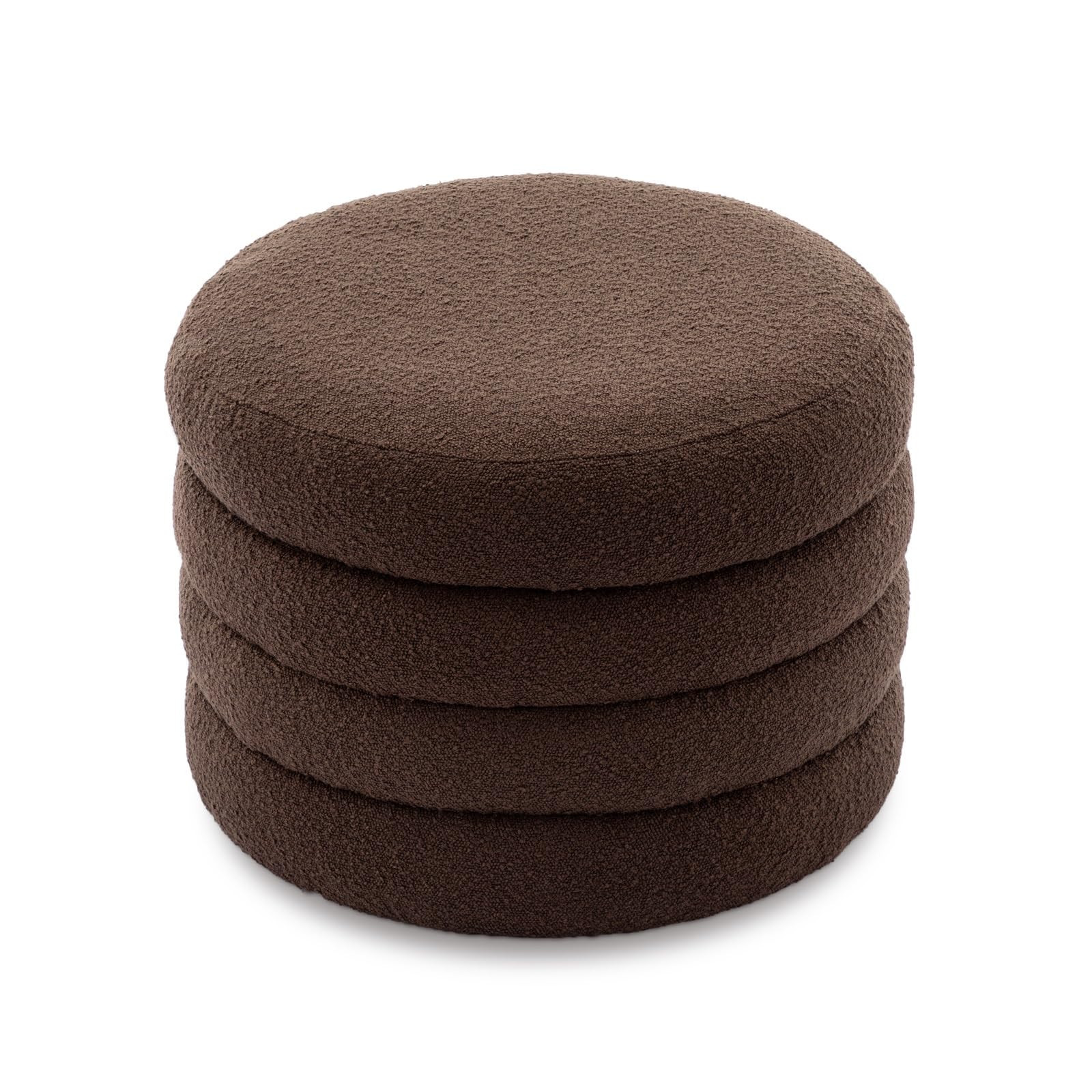 Boucle Fabric Storage Ottoman Footstool with Wooden Shelving(Brown) | Amazon (US)