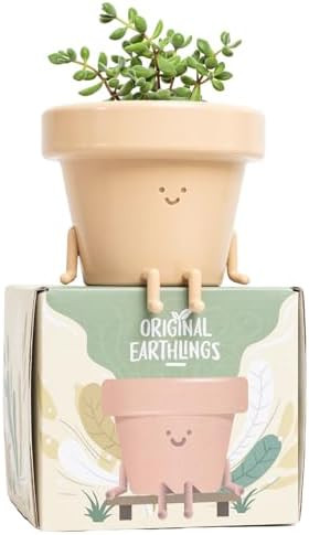 Original Earthlings Sitting Small Plant Pot - 3.5 Inch Cute Plant Pot - Succulent & Cactus Christ... | Amazon (US)
