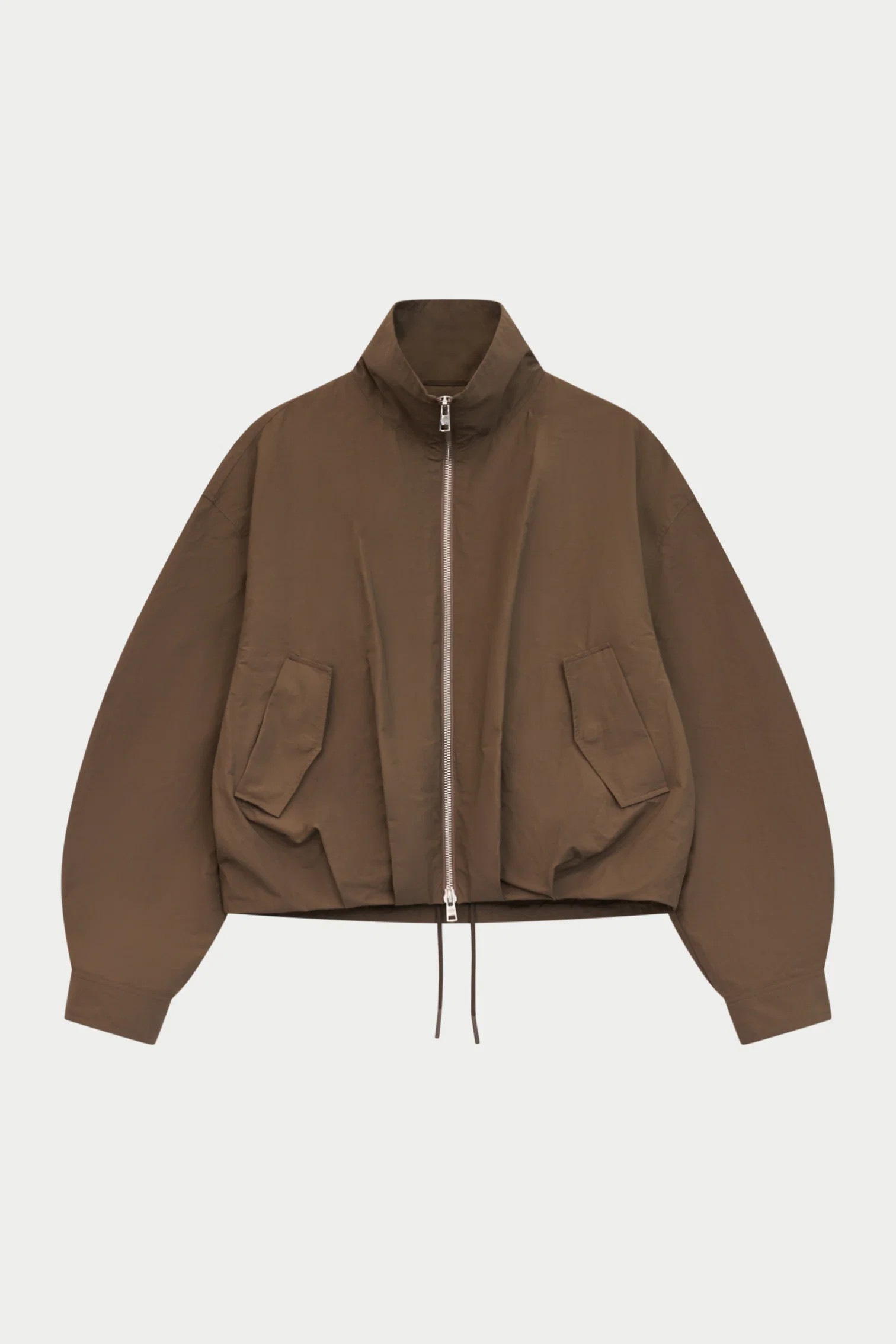 TECHNICAL FUNNEL NECK JACKET - BROWN | The Couture Club