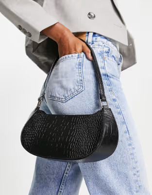 ASOS DESIGN shoulder bag in black croc | ASOS (Global)