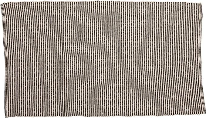 Creative Co-Op 3' x 5' Black & White Cotton Striped Dhurrie Rug | Amazon (US)