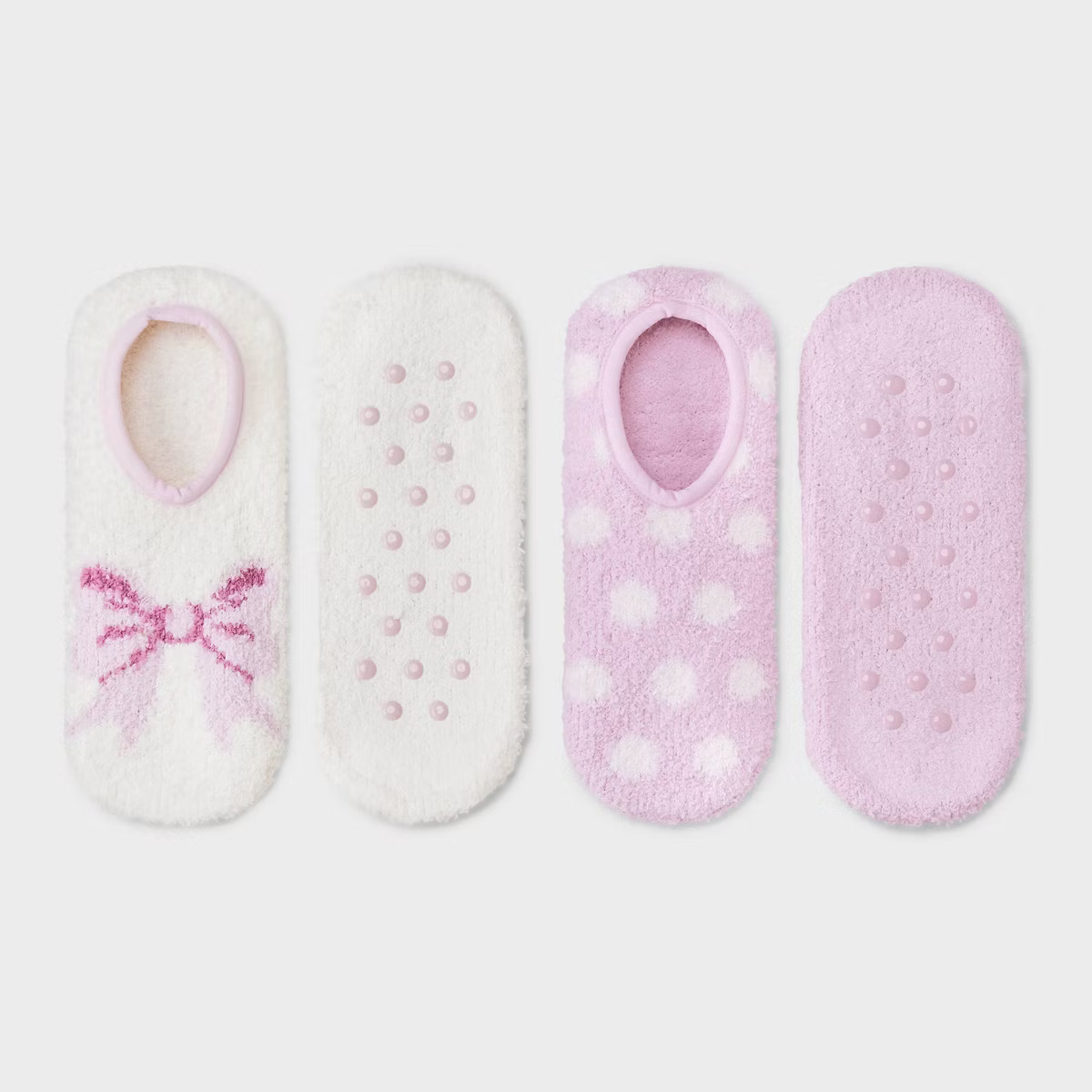 Women's Bow 2pk Cozy Liner Socks - Ivory/Pink 4-10 | Target