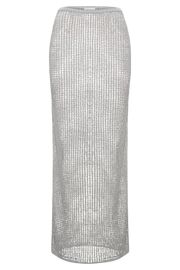 Christa Sequin Crochet Maxi Skirt - Silver | MESHKI US
