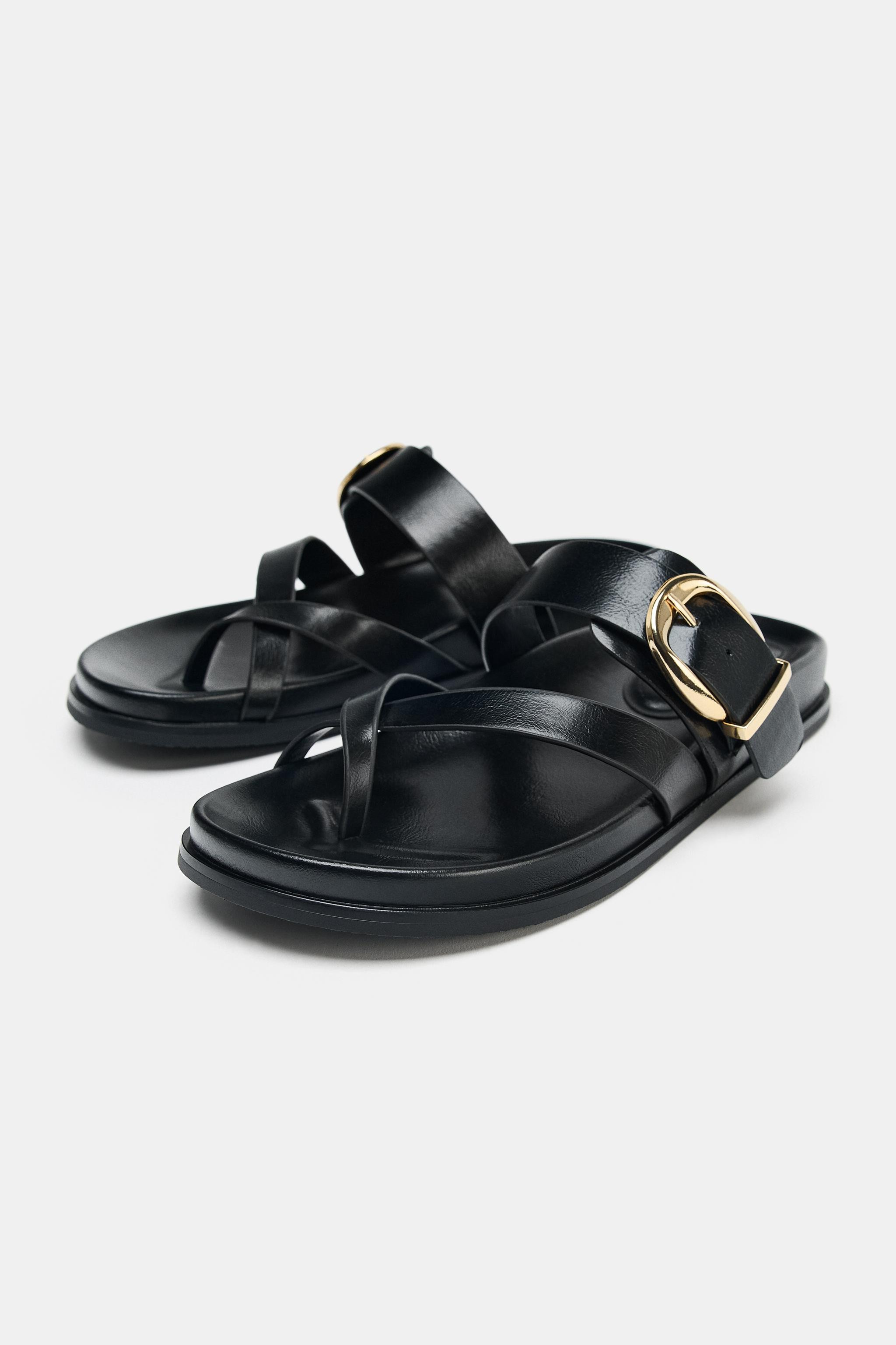 BUCKLED FLAT SANDALS | Zara UK