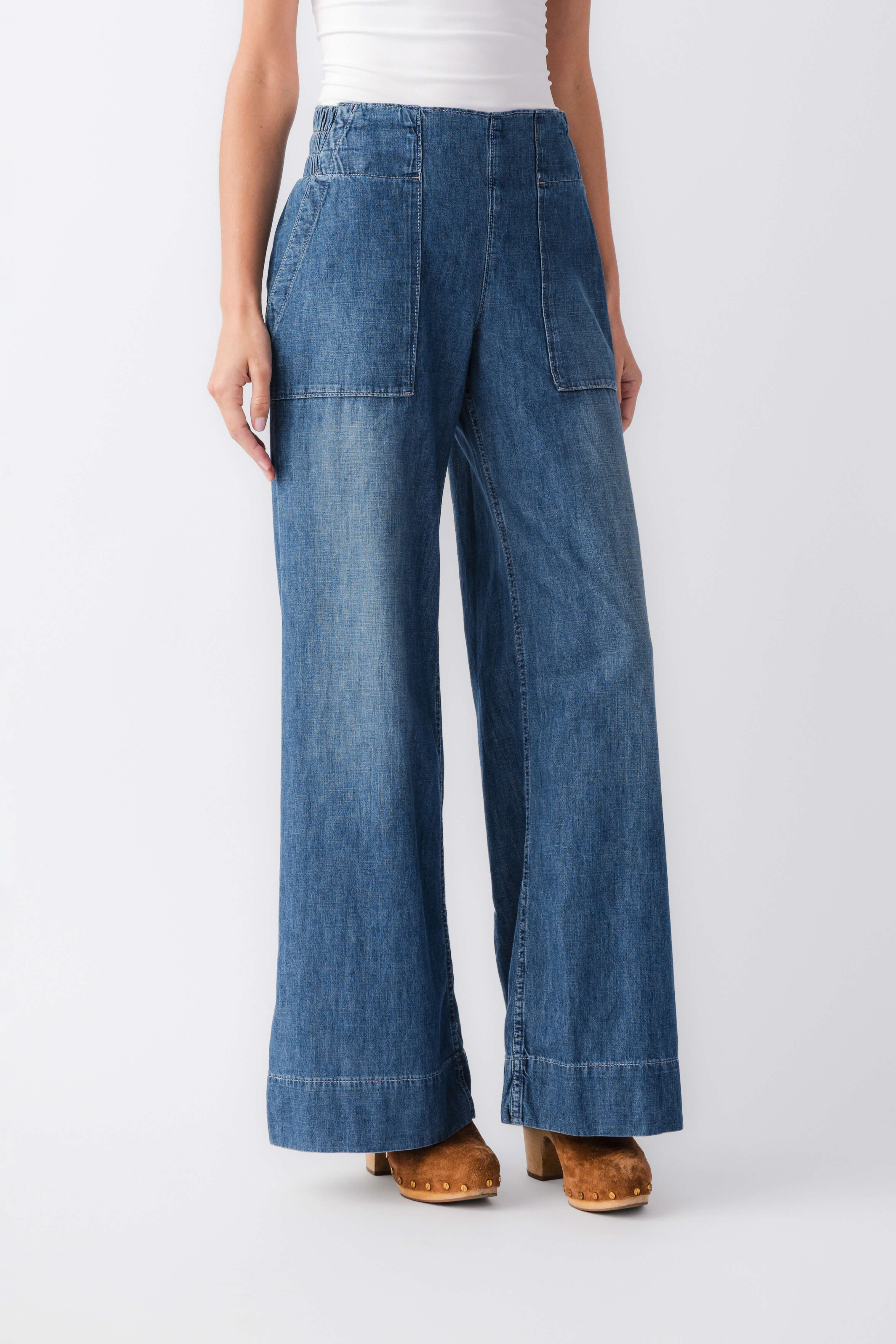 Free People Breezy Denim Pull On Pants | Social Threads