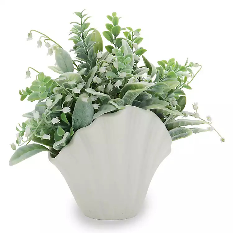 Lambs Ear Arrangement in Shell Vase | Kirklands