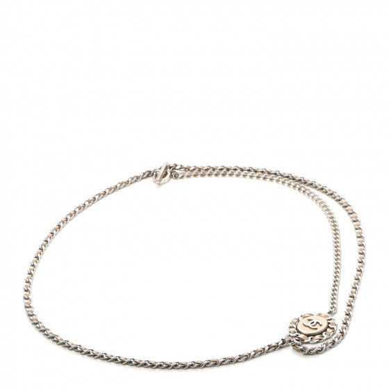 CHANEL Lambskin Chain CC Medallion Belt Silver Gold | FASHIONPHILE (US)