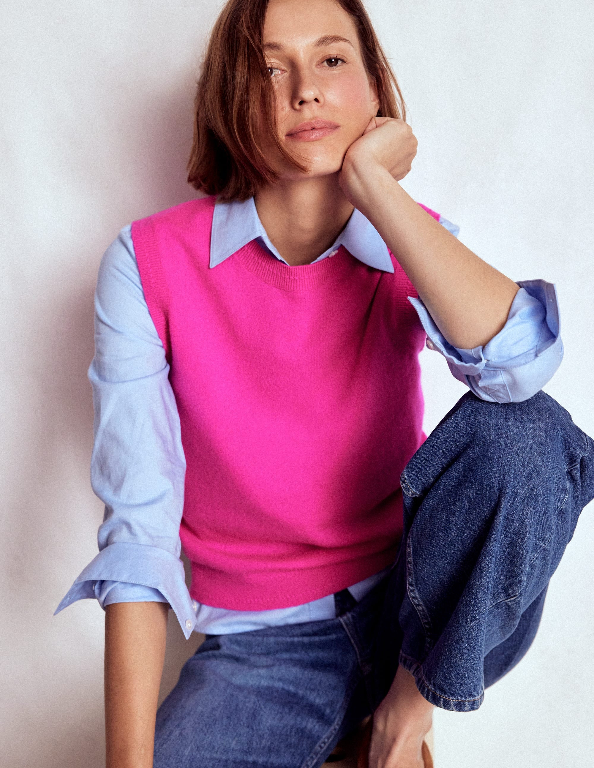 Eva Cashmere Tank-Pop Pansy | Boden UK