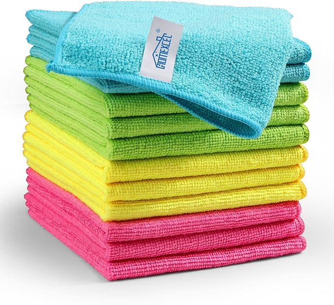 Microfiber Cleaning Cloth,12 Pack Cleaning Rag,Cleaning Towels with 4 Color Assorted,12"X12"(Gree... | Amazon (US)