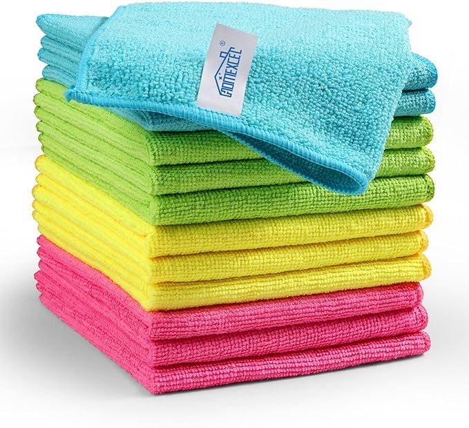 Microfiber Cleaning Cloth,12 Pack Cleaning Rag,Cleaning Towels with 4 Color Assorted,12"X12"(Gree... | Amazon (US)