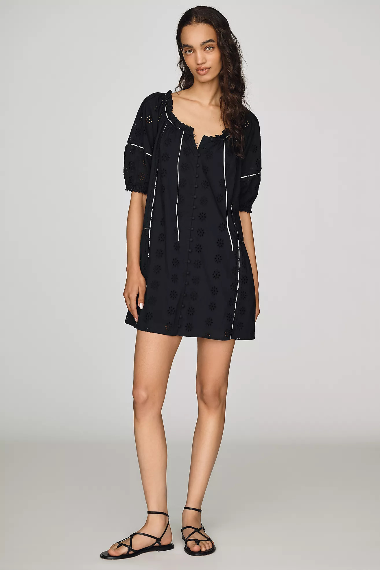 By Anthropologie 100% Cotton Eyelet Mini Dress | Anthropologie (US)