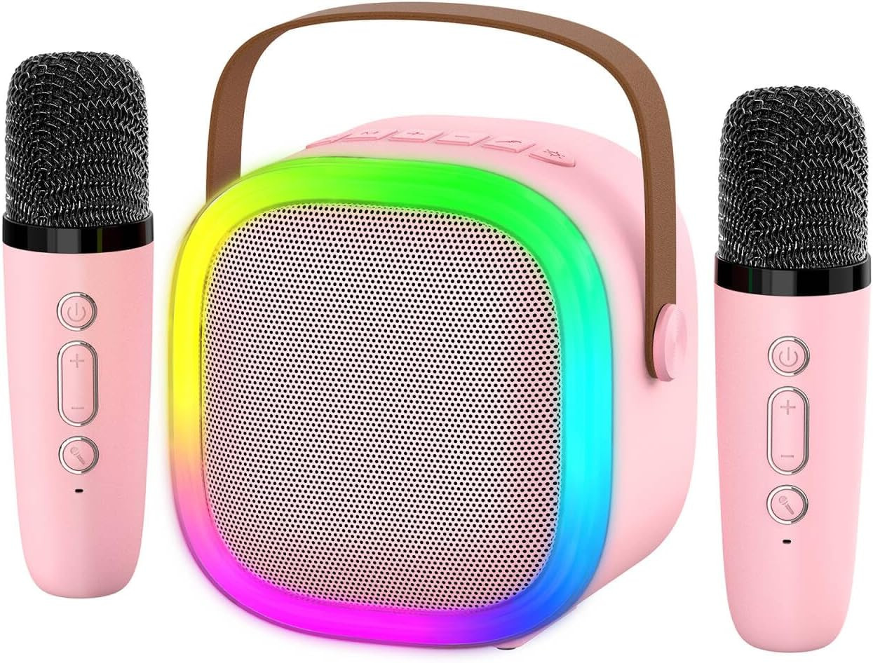 Karaoke Machine for Kids Adults, Portable Bluetooth Speaker with 2 Wireless Microphones and LED L... | Amazon (US)
