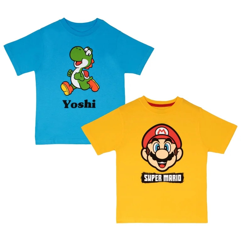 Nintendo Super Mario Graphic Short Sleeve T-Shirts (Little Boys & Big Boys), 2-Pack Bundle, Sizes... | Walmart (US)