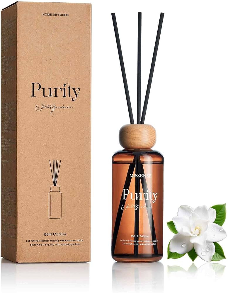 M&SENSE White Gardenia Reed Diffuser: 6.3 fl oz Lemon & Linen Scented Aroma Set with Light & Subt... | Amazon (US)