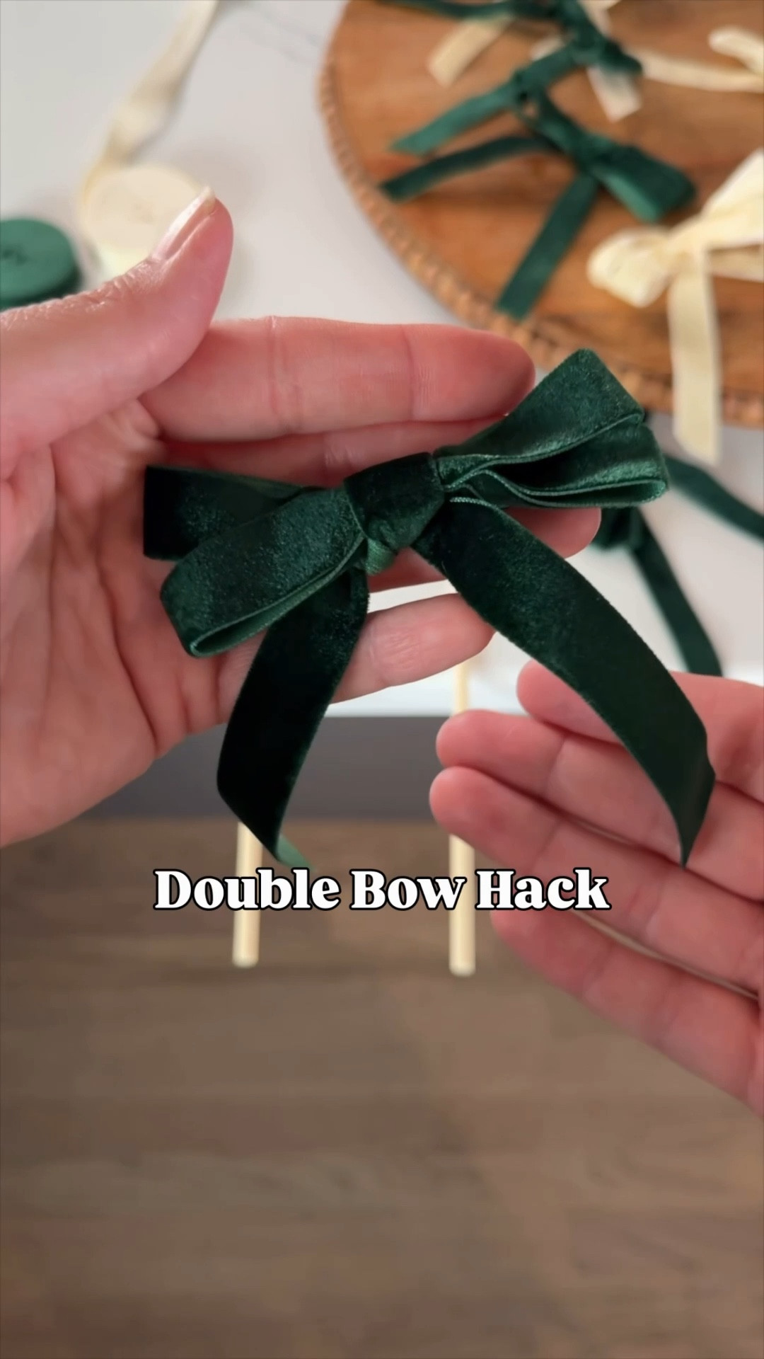 Easy Double Bow Tutorial 🎀
Want to elevate your holiday gifts and decor in seconds? This simple double bow hack uses chopsticks or bamboo treat sticks + the prettiest velvet ribbon for a perfectly polished look every time. So easy, so elegant ✨ Perfect for gift wrapping, ornaments, tree styling, or table decor.

Saving this one for all my holiday DIYs 🤍

#HowToTieBows #BowTutorial #VelvetRibbon #CoquetteStyle #HolidayDIY #DIYHolidayDecor #ChristmasDecor #HolidayWrapping

#LTKHoliday #LTKGiftGuide #LTKSeasonal