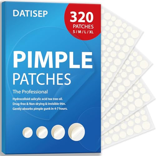 DATISEP Pimple Patches for Face, 320 Count Hydrocolloid Acne Patch, 4 Sizes Zit Patches for Covering, Blemishes and Breakouts, Dots Stickers with Salicylic Acid, Tea Tree Oil & Calendula Oil | Amazon (US)