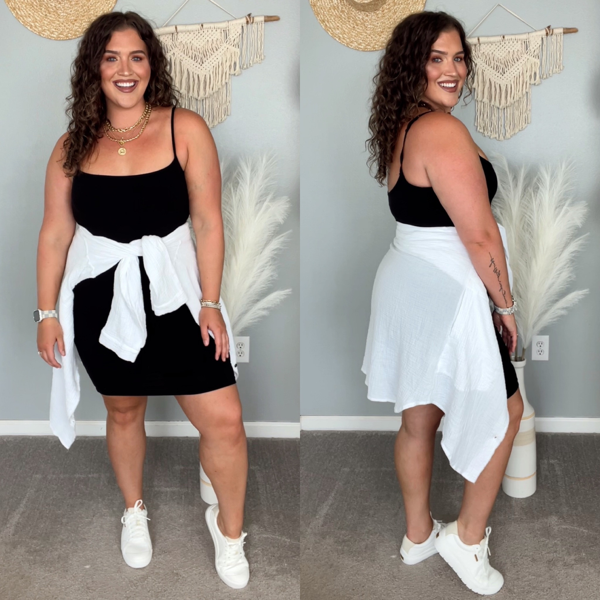 Midsize little black dress with built in shapewear styled for casual wear 🖤🍂👟 Code: 05AIS73J to save on dress
Dress: XL 
Button up: XL  
#midsizeoutfits #ootd #casualoutfits #everydaystyle #lbd #littleblackdress #fallfashion #falltrends #sneakers #buttonup 

#LTKSeasonal #LTKstyletip #LTKmidsize