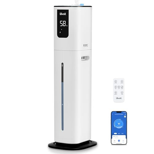LEVOIT OasisMist 1000S (10L) Smart Humidifier for Home Large Room Bedroom, Last 100 Hours Suitable for Indoor Plant, Cover up to 600ft², Easy Top Fill, Remoter & Voice Control, Auto Mode, Quiet, White | Amazon (US)