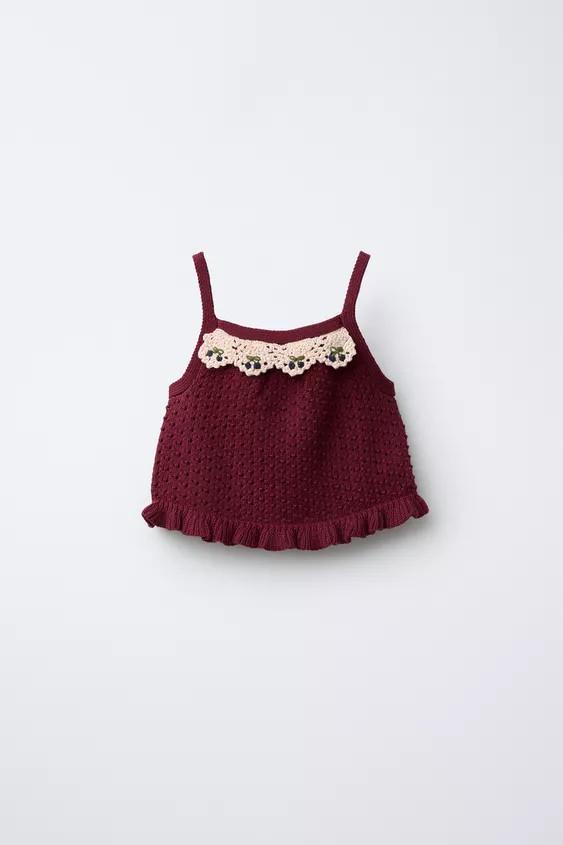 KNIT TOP WITH CROCHET DETAIL | Zara UK