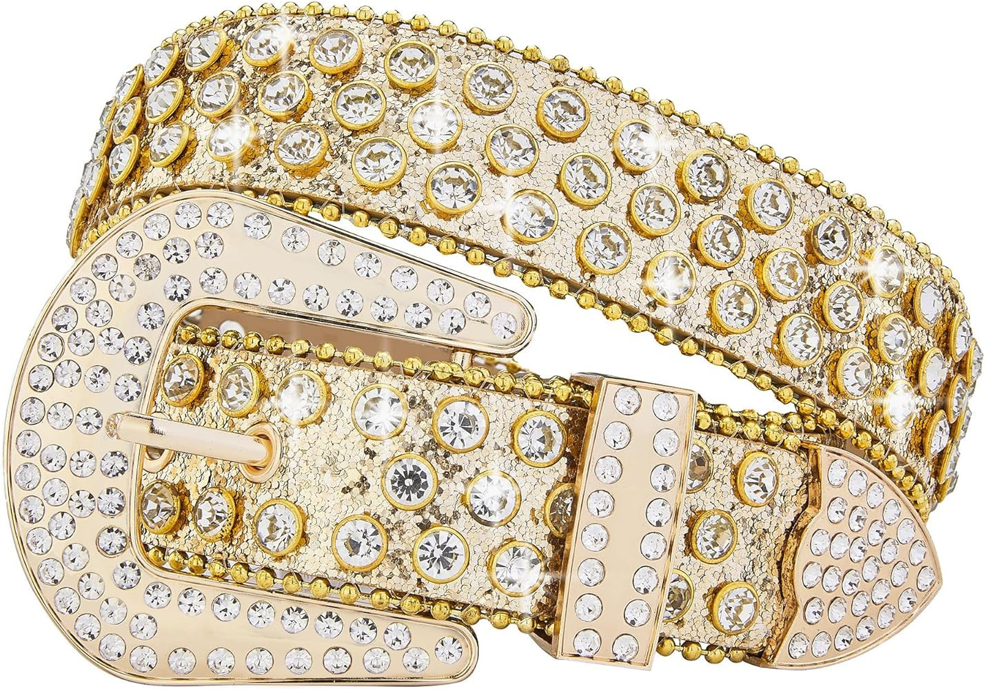 Amazon.com: Yanyun Studded Rhinestone Belts For Men Women Luxury BB Belt Y2K Bling Design Leather... | Amazon (US)