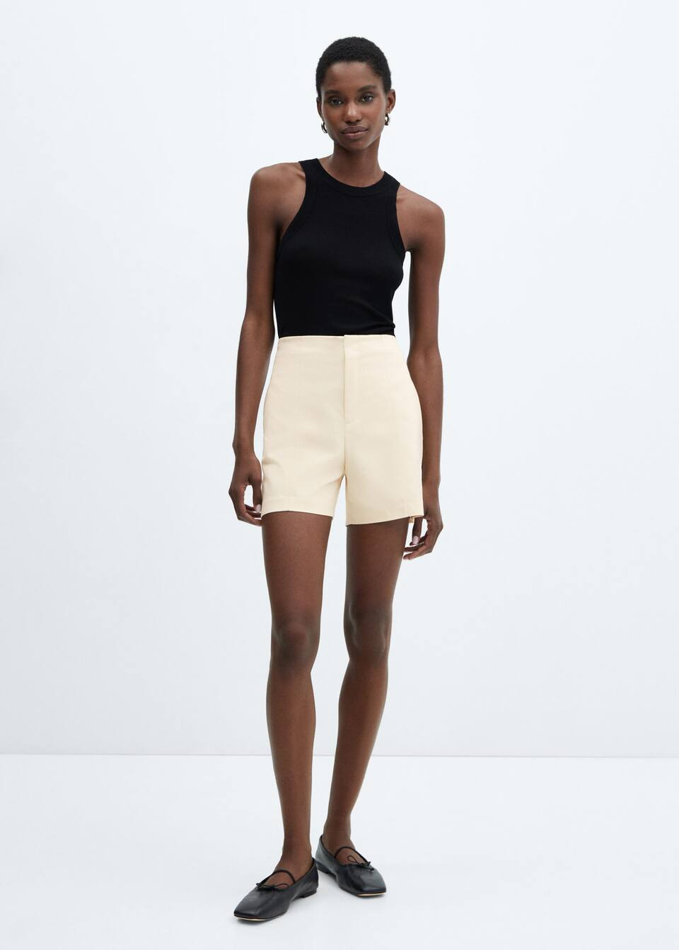 High-waist straight shorts -  Women | Mango USA | MANGO (US)