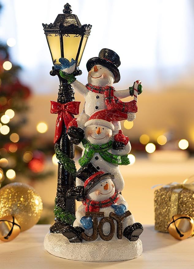 VP Home Christmas Snowman Decor Christmas Figurines Resin Snowman Lighted Decorations Indoor Joyf... | Amazon (US)