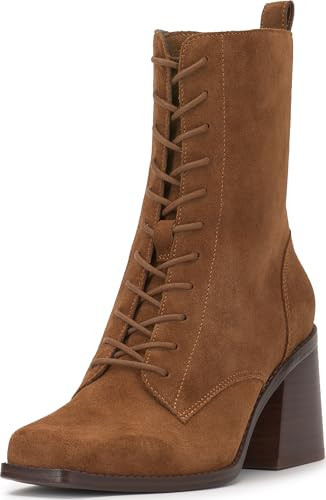 Vince Camuto Women's Safina Lace Up Block Heel Combat Bootie, Burnt Sugar, 8.5 | Amazon (US)