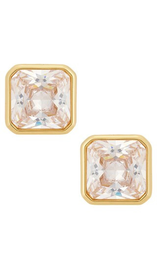 Ettika Radiant Gem Stud Earrings in Metallic Gold. | Revolve Clothing (Global)