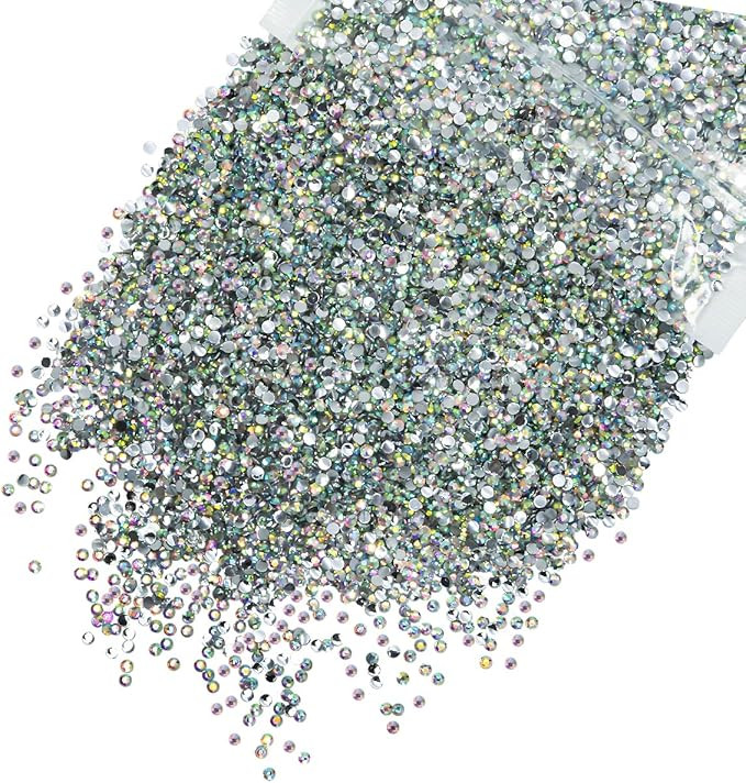 10000PCS 2mm Crystal AB Resin Rhinestones for Crafting Flatback Small White AB Stones Bulk SS6 No... | Amazon (US)