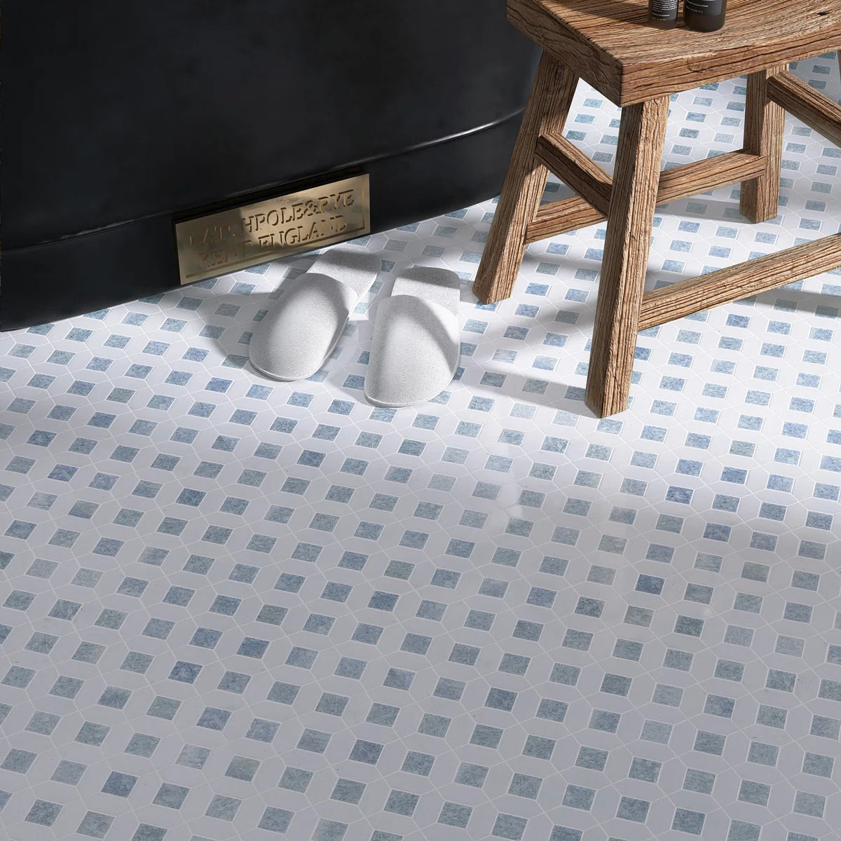 Natural Blue 12.01 in. x 12.01 in. Geometric Polished Marble Mosaic Tile | Wayfair North America