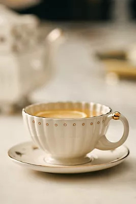 The Met x Anthropologie Stoneware Teacup & Saucer Set | Anthropologie (US)