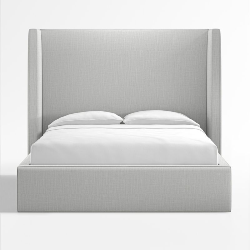 Arden Linen Oyster Grey Upholstered Queen Bed with 60" Headboard + Reviews | Crate & Barrel | Crate & Barrel