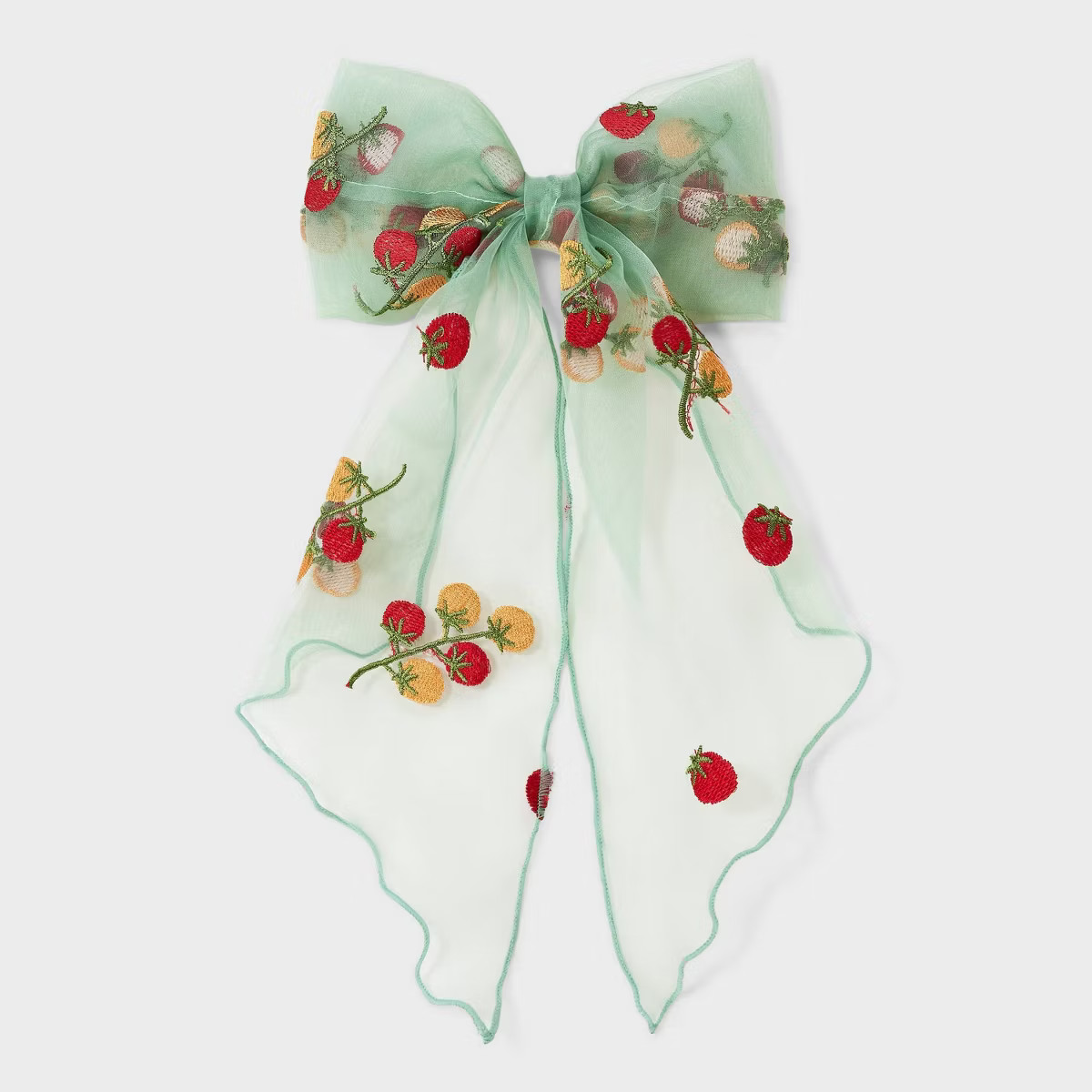 Chiffon Tomato Bow Hair Barrette - A New Day™ White/Red | Target