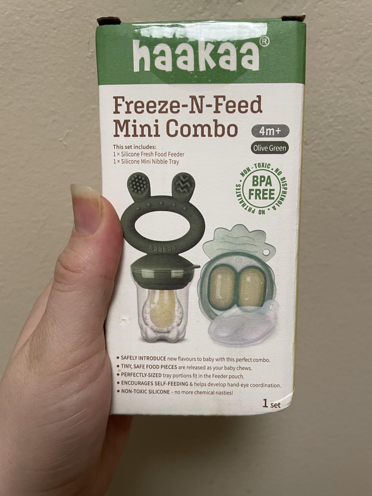 Haakaa Baby Fruit Food Feeder & Mini Freezer Nibble Tray Combo, Breastmilk Popsicle Molds for Baby Cooling Relief, BPA Free Silicone Feeder for Safe Infant Self Feeding, 4 Month+ (Sky Blue) | Amazon (US)