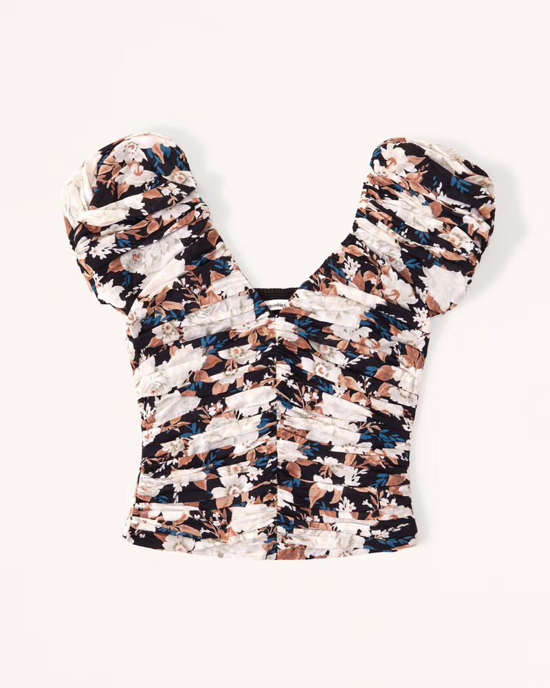 Women's Drama Puff Sleeve Ruched Top | Women's Clearance | Abercrombie.com | Abercrombie & Fitch (US)
