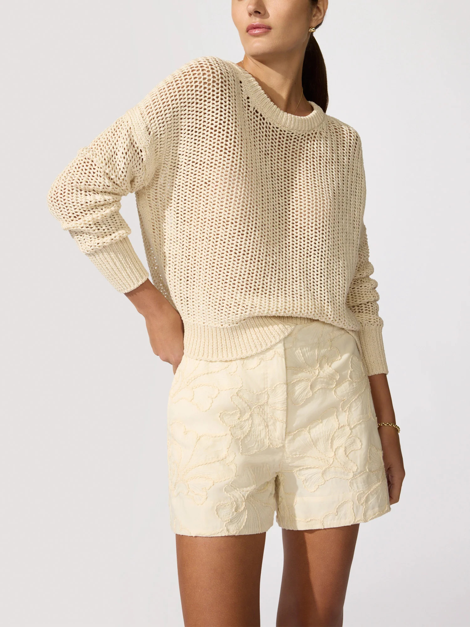 Women's Kaia Embroidered Short in Ecru | Brochu Walker | Brochu Walker
